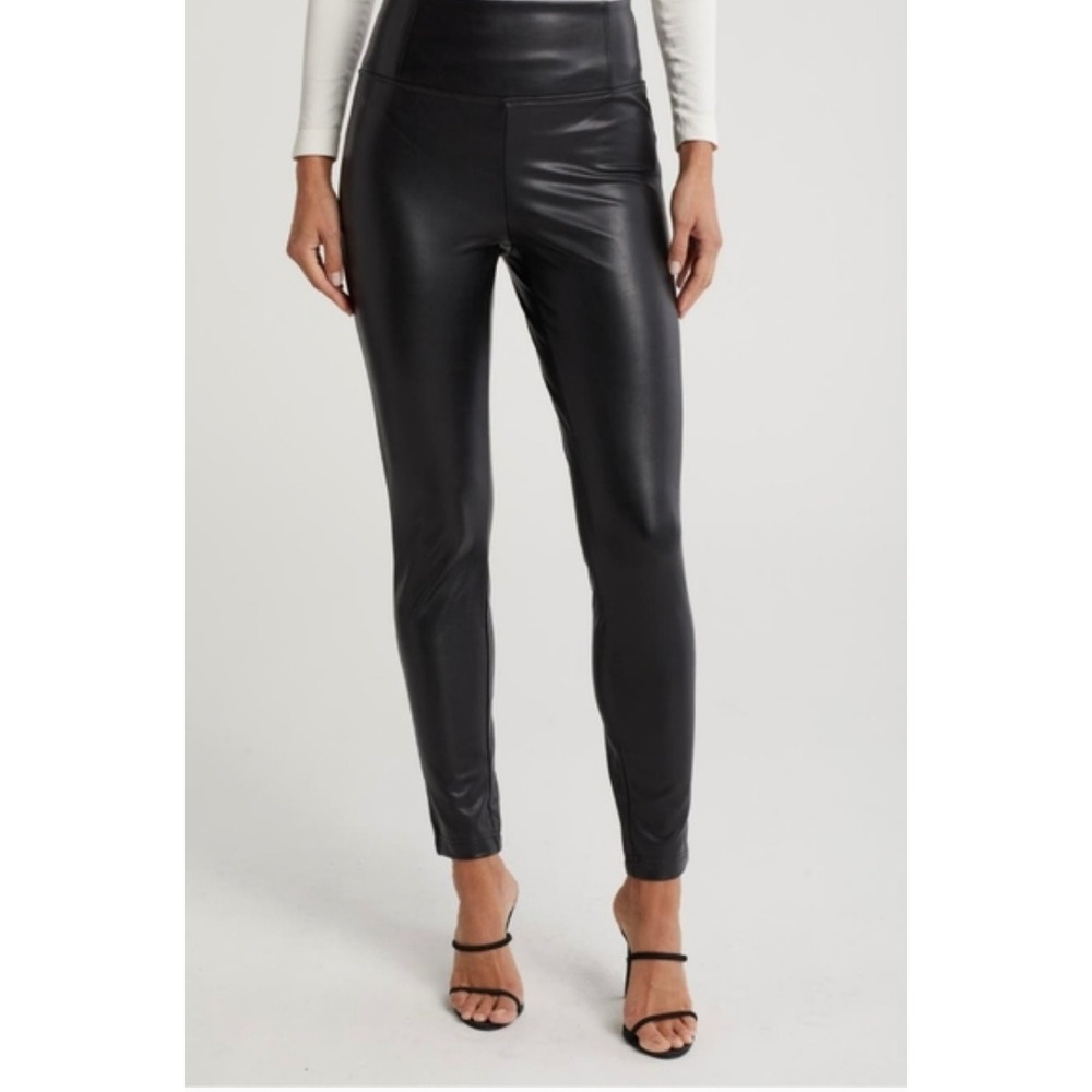Laundry by Shelli Segal Faux Leather Leggings Pants Size Large Black High Waist